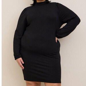 NEW TORRID Dress Mock‎ Neck Plus Size 2X Mini Jersey Long Sleeve Bodycon Black